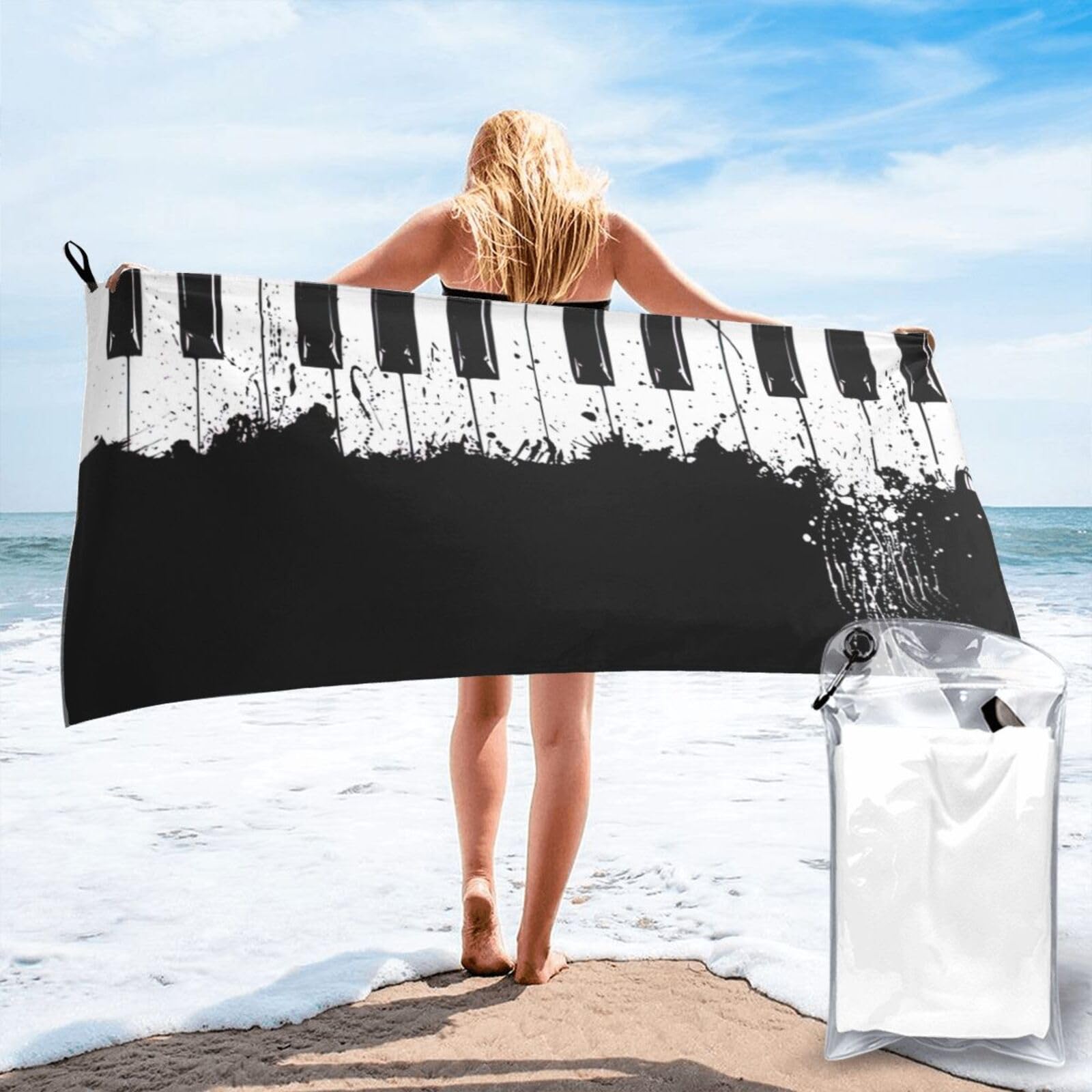 JBJGKHLP Piano Print Quick Dry Portable Towel For Beach Camping Hiking Yoga Fitness Outdoor Adventures