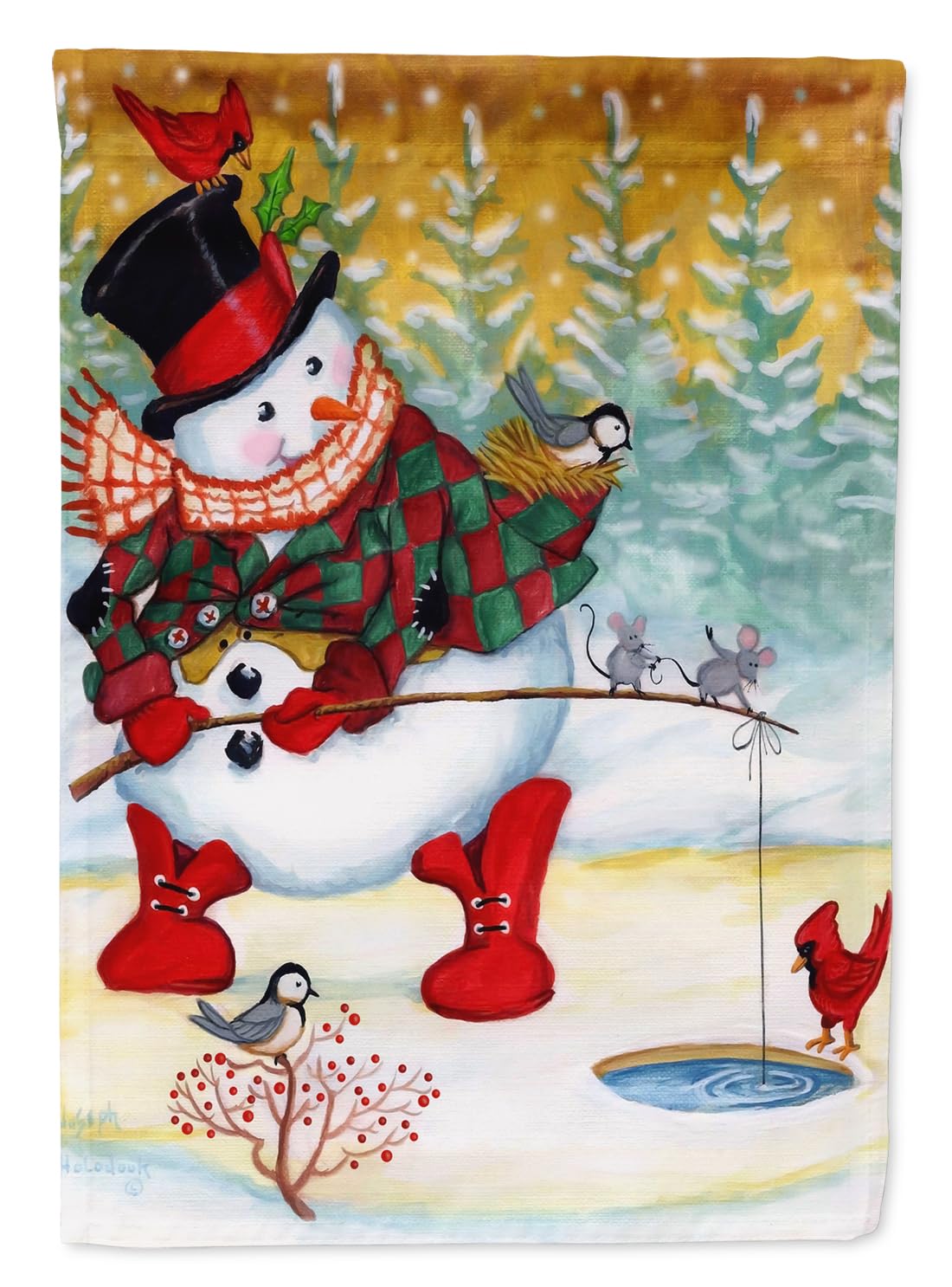 Toile bonhomme de neige multicolore pour réchauffer votre salon en hiver