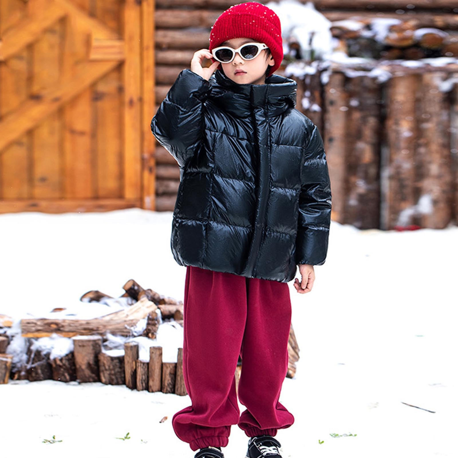 Chaqueta acolchada con capucha y cuello alto para niños y niñas, abrigo acolchado con bolsillo con cremallera, resistente al viento, grueso, cálido, para la escuela, al aire libre, casual, para
