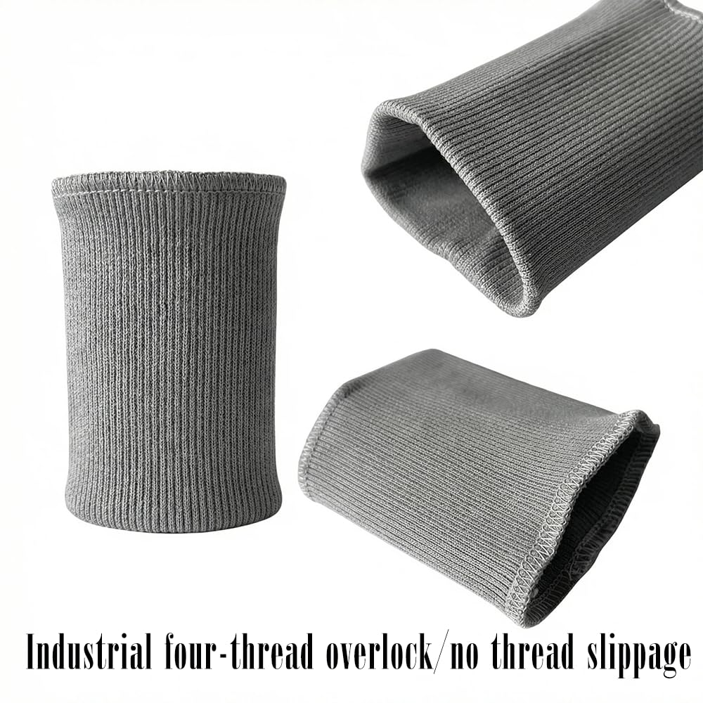 1 Pair of Finished Cotton Rib Knit Cuffs - Stretch Ribbing for Jacket & Sweater Sewing Repair - Grey - 4
