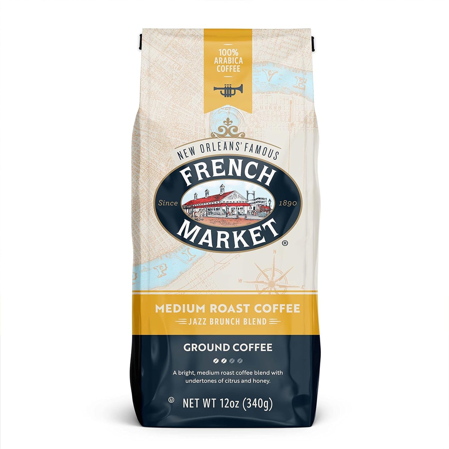 Jazz Brunch Blend Medium Roast Ground Coffee, 12oz Bag (Pack of 1)