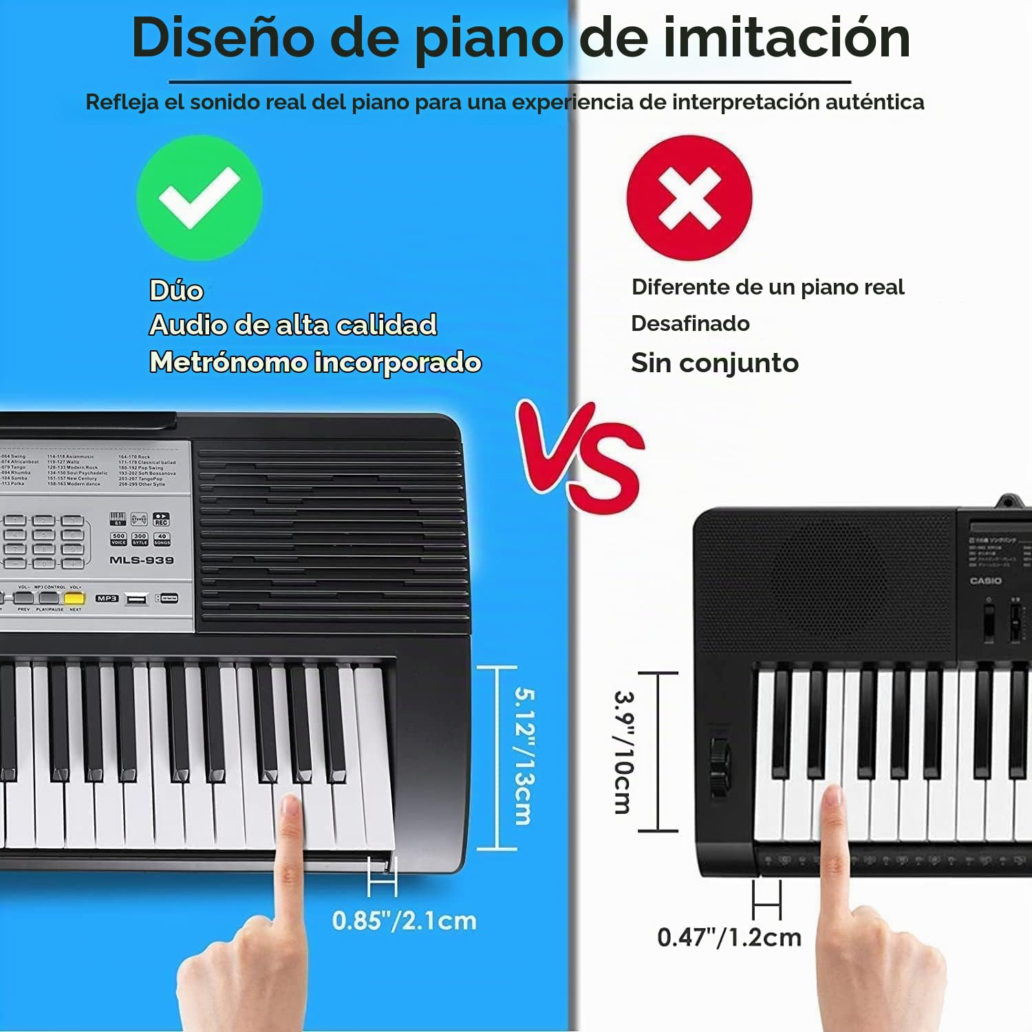 MAMIZO Piano Keyboard 61PCS Teclas, Teclado Electrónico Musical, con soporte para Partituras, Función de Grabación y Programación, Teclado Piano para Niños y Adultos Principiantes