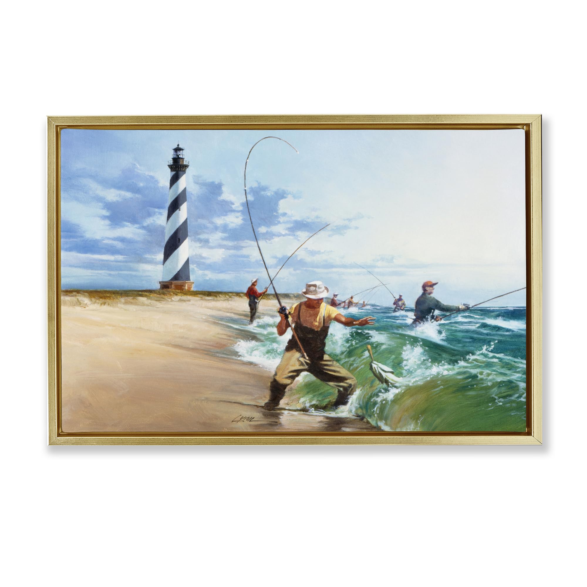 'Cape Hatteras Fishermen'| Floating Frame Canvas Art