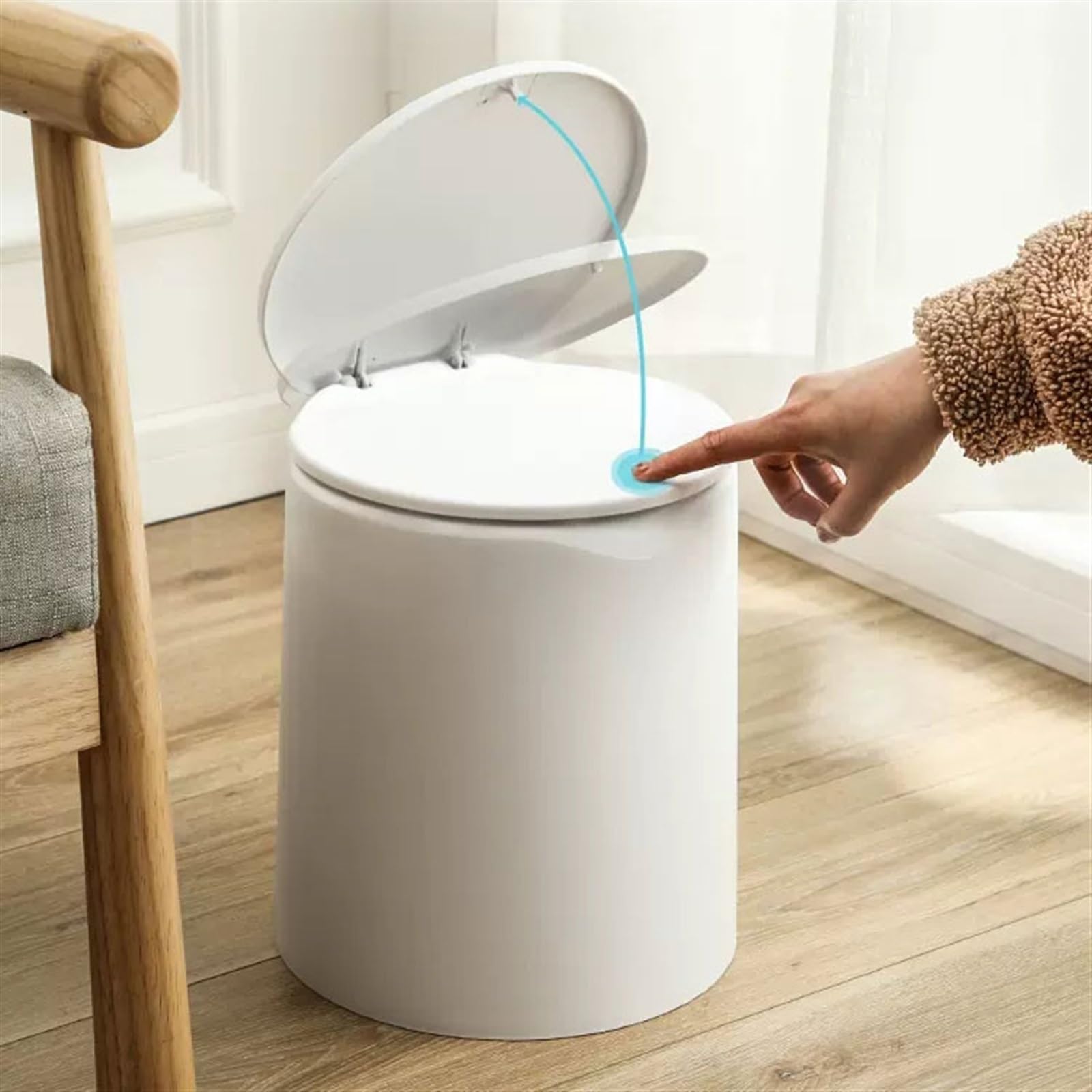 Papelera Papelera for el hogar, sala de estar, baño creativo, baño con tapa, cesta de papel, dormitorio con tapa, estilo nórdico Papelera De Cocina(C,L)