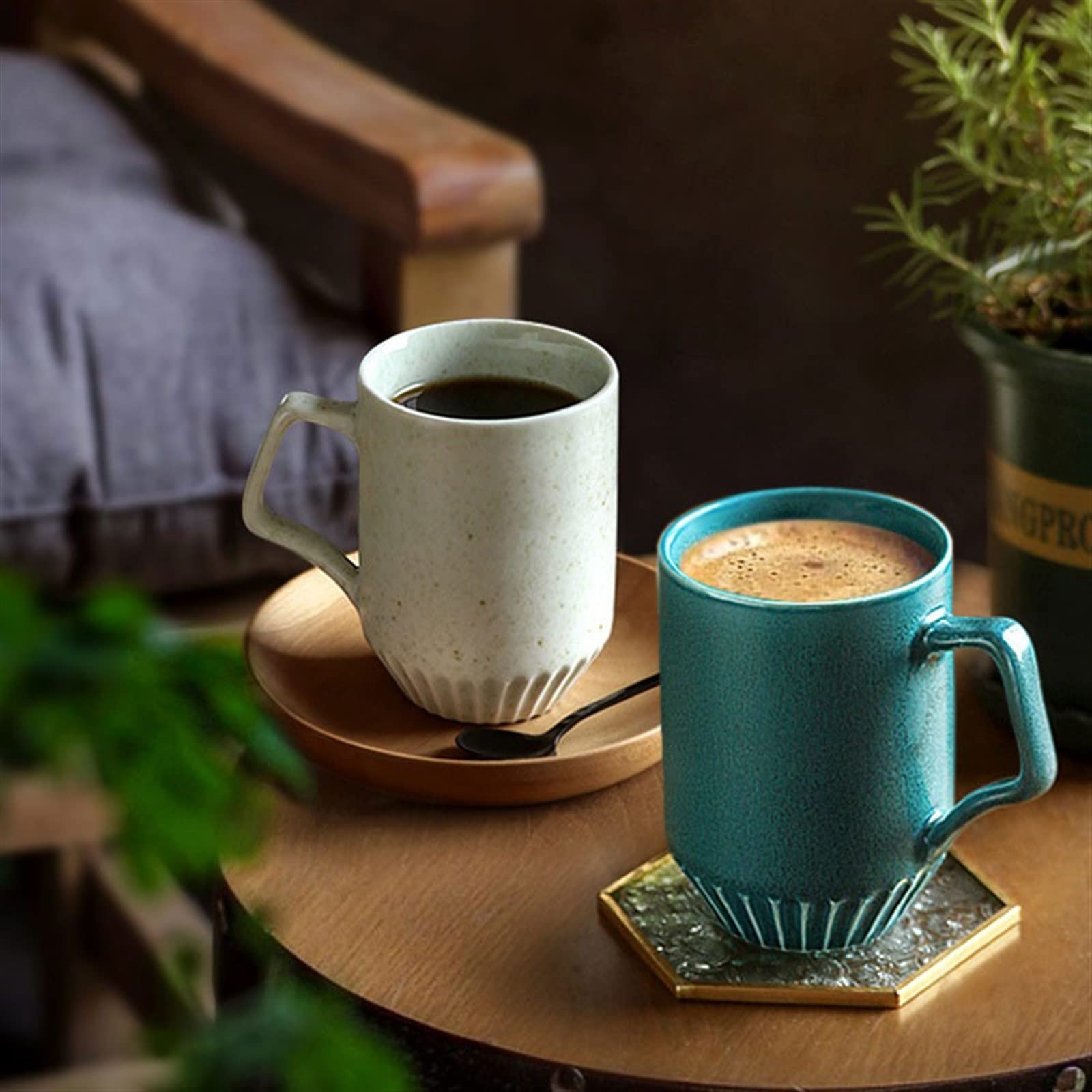 Becher 370ML Vintage Kaffeetasse Handgemachte Tasse Haushalt Keramik Trinkbecher Persönlichkeit Paar Tasse Kaffeetasse (Farbe: Grau)