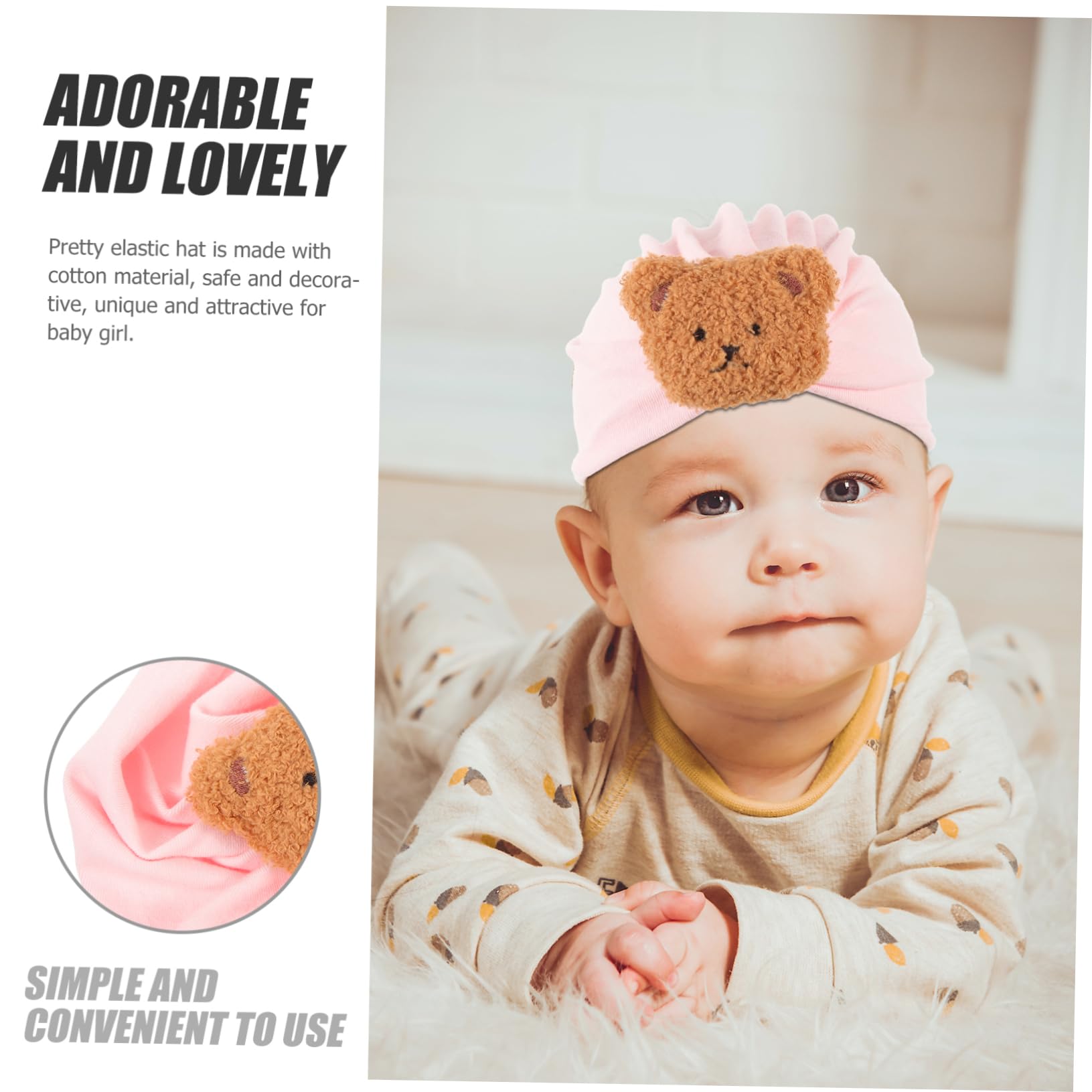 PACKOVE 5pezzi Cappellino Neonata Carino Cotone Cappello Elasticizzato per Bambina Adatto Ragazzo Ragazza e Ragazzo Ragazza Design Unico e Morbido per Feste e Occasioni Speciali