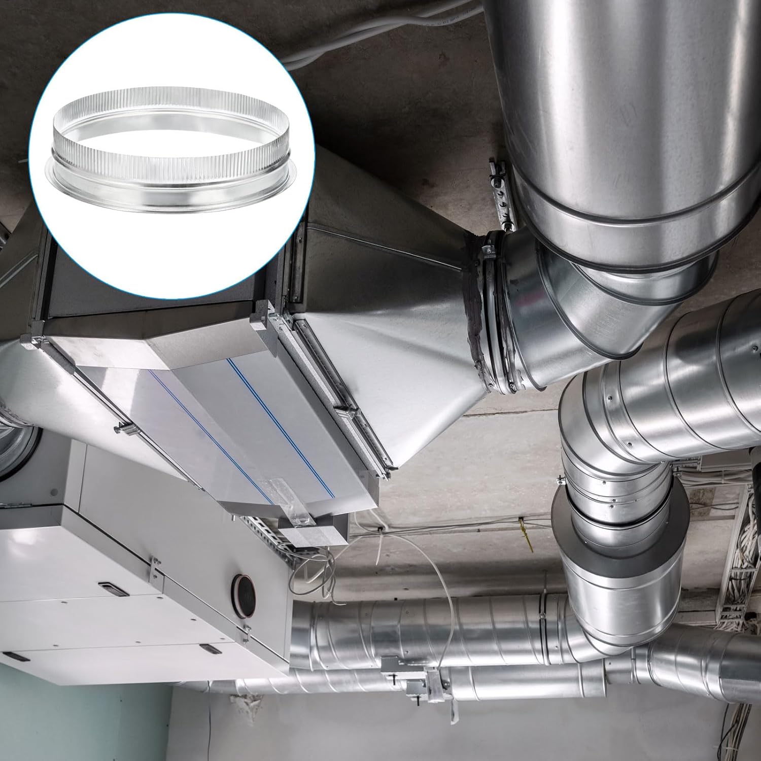 PATIKIL 12 Inch Duct Collar, 1 Pcs Duct Connector Flange Galvanized Iron Tight Vent Air Duct Fitting for Heating Cooling HVAC Ventilation Home Office