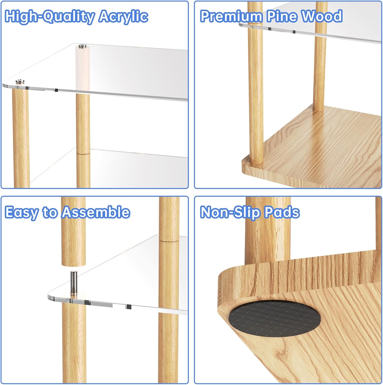 NiHome 7-Tier Vertical Acrylic Shoe Rack, Easy No-Tool Assembly Space-Saving Shoe Organizer for Entryways, Closets, Dorm Rooms, 11"x10.5"x41" Versatile Storage for Shoes, Boots, Books and More