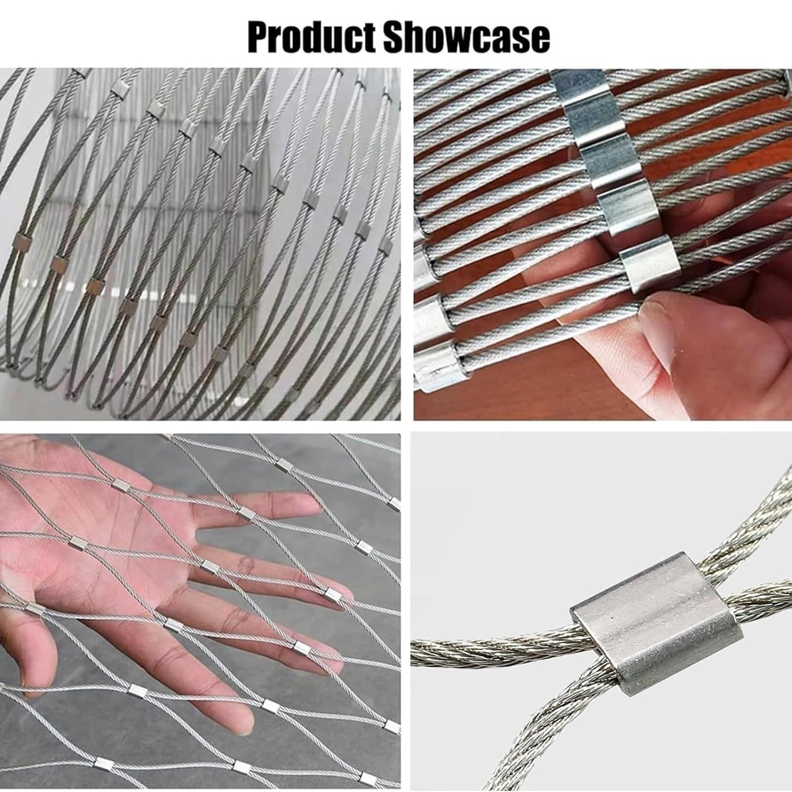 Stainless Steel Woven Wire Mesh 304 Stainless Steel Rope Net, Flexible Stainless Steel Wire Rope Netting, Multifunctional Metal Mesh, Garden Fence, High Altitude Anti-Fall Netting