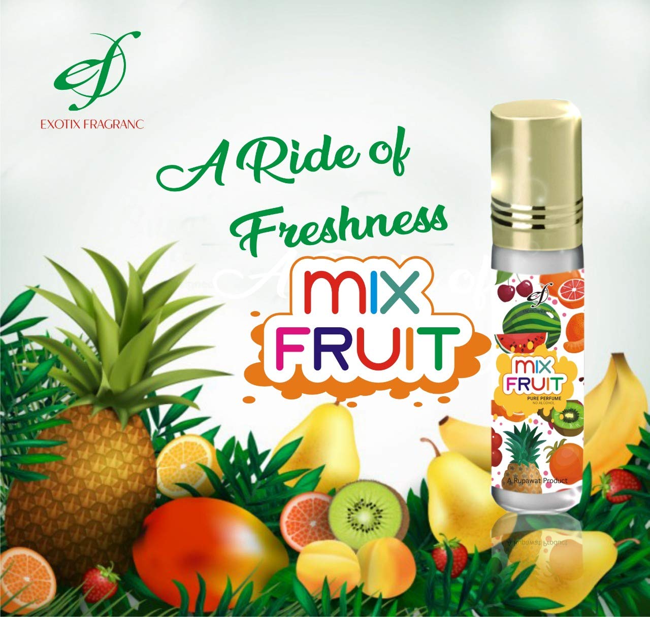 Exotix Fragrance Mix Fruit Attar – 6ml, Classy Long-Lasting Perfume, Alcohol-Free, Fresh & Fruity Scent for Men & Women