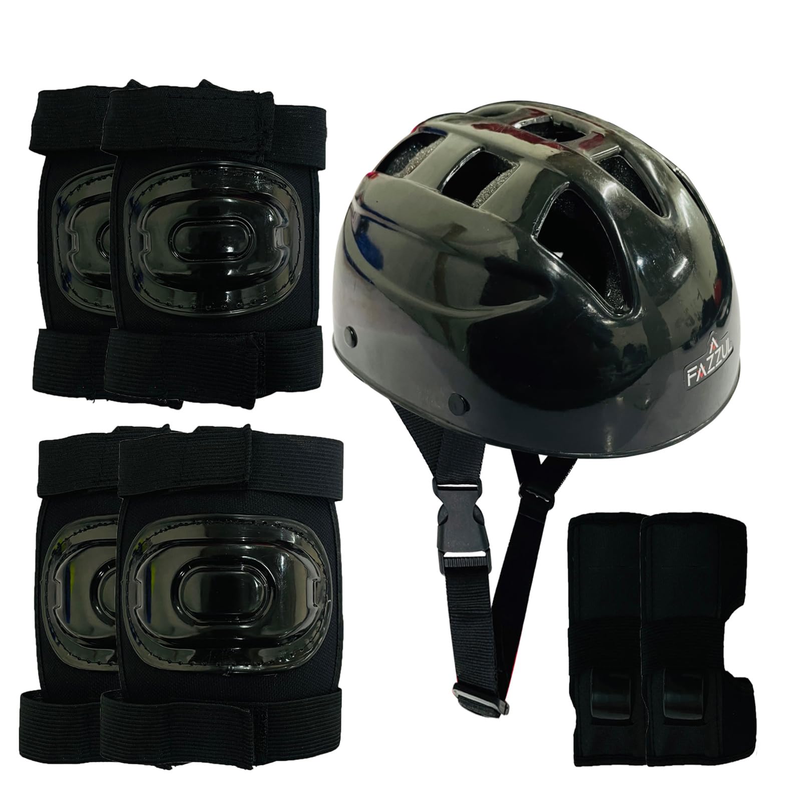 Skating Guard Protective Set Guard Protection kit for Skating, Cycling & Skateboarding for Kids Age 6-15 Years with Knee, Elbow and Wrist Guards (Black)-image-38