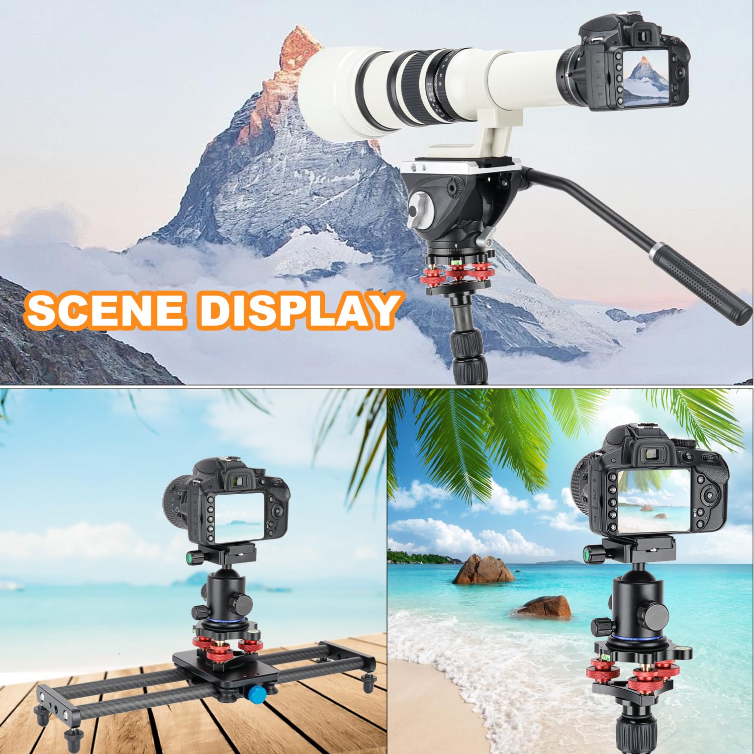 Koolehaoda Leveler Leveling Base z poziomicą i śrubą 3/8", 3 pokrętła z precyzyjną regulacją +/-5 stopni, konstrukcja ze stopu aluminium do statywu fotograficznego