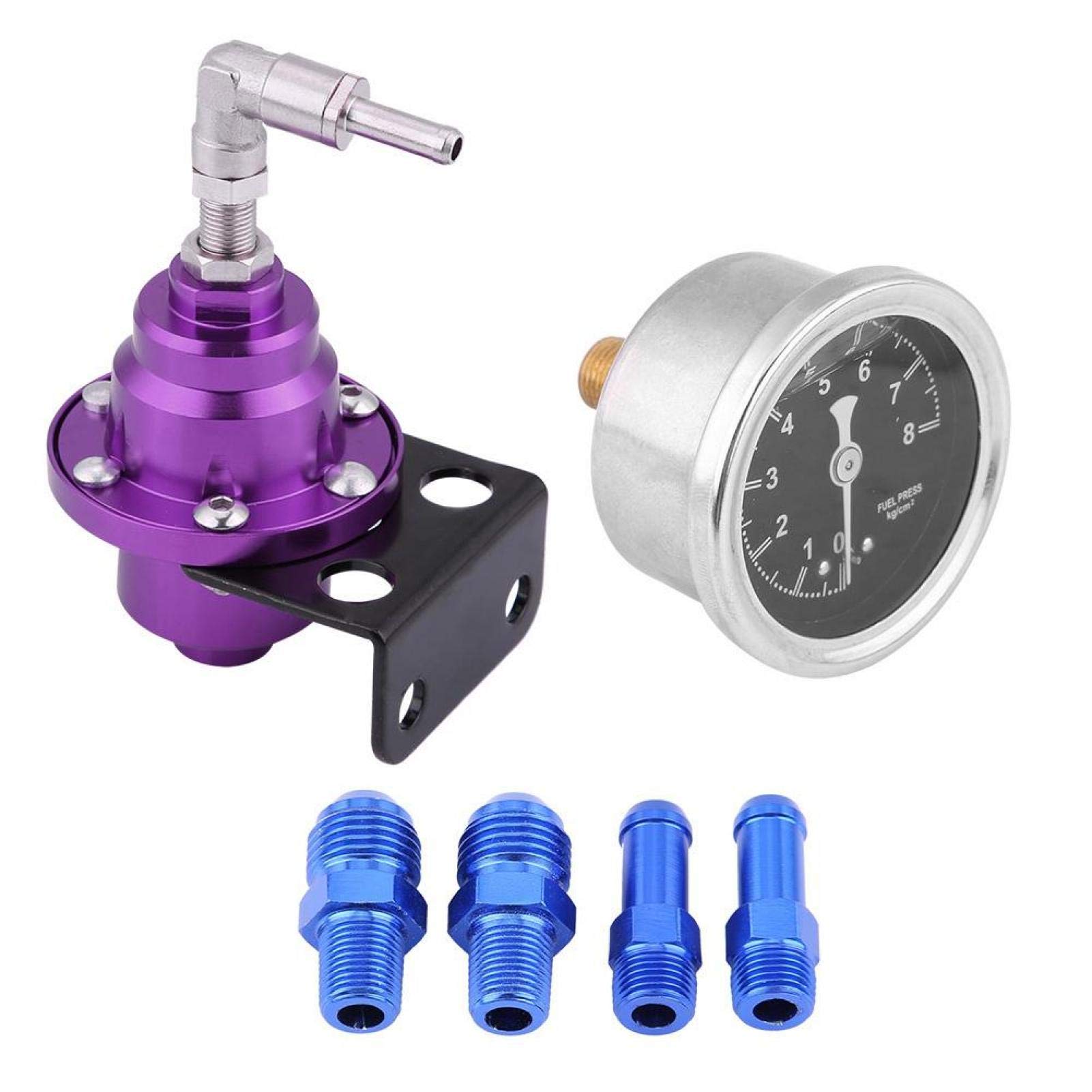 Fydun Regolatore Di Pressione Del Carburante Universale, 160psi Regolabile, Kit Con Manometro, In Alluminio Leggero, Migliora L’Efficienza Del Carburante, Compatibile Con Motori Turbo(Viola)