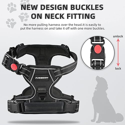 Miniatura 2 de Juqiboom Arnés sin tirones para perro, con correa resistente de 5 pies, chaleco acolchado suave ajustable para perro, chaleco Oxford reflectante sin