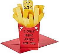 Vista 1 de Hallmark Tarjeta desplegable de amor (I Only Have Fries for You) Tarjeta 3D de papel para aniversario, cumpleaños romántico, día más dulce