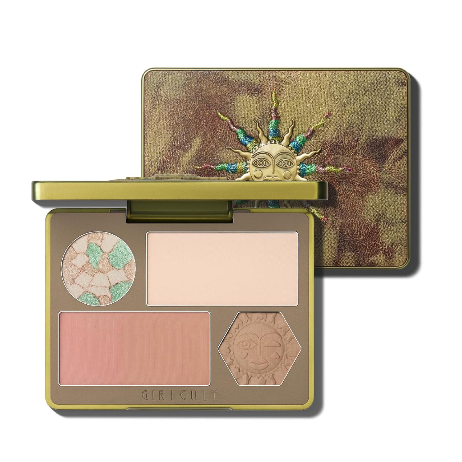 GIRLCULT Face Makeup Palette, Cream Makeup Palette with Blush, Contour & Highlighter Makeup, Hydrating Formula for Dewy Glow, 5-in-1 Face Palette for Fair Skin (#02 Dorothy)