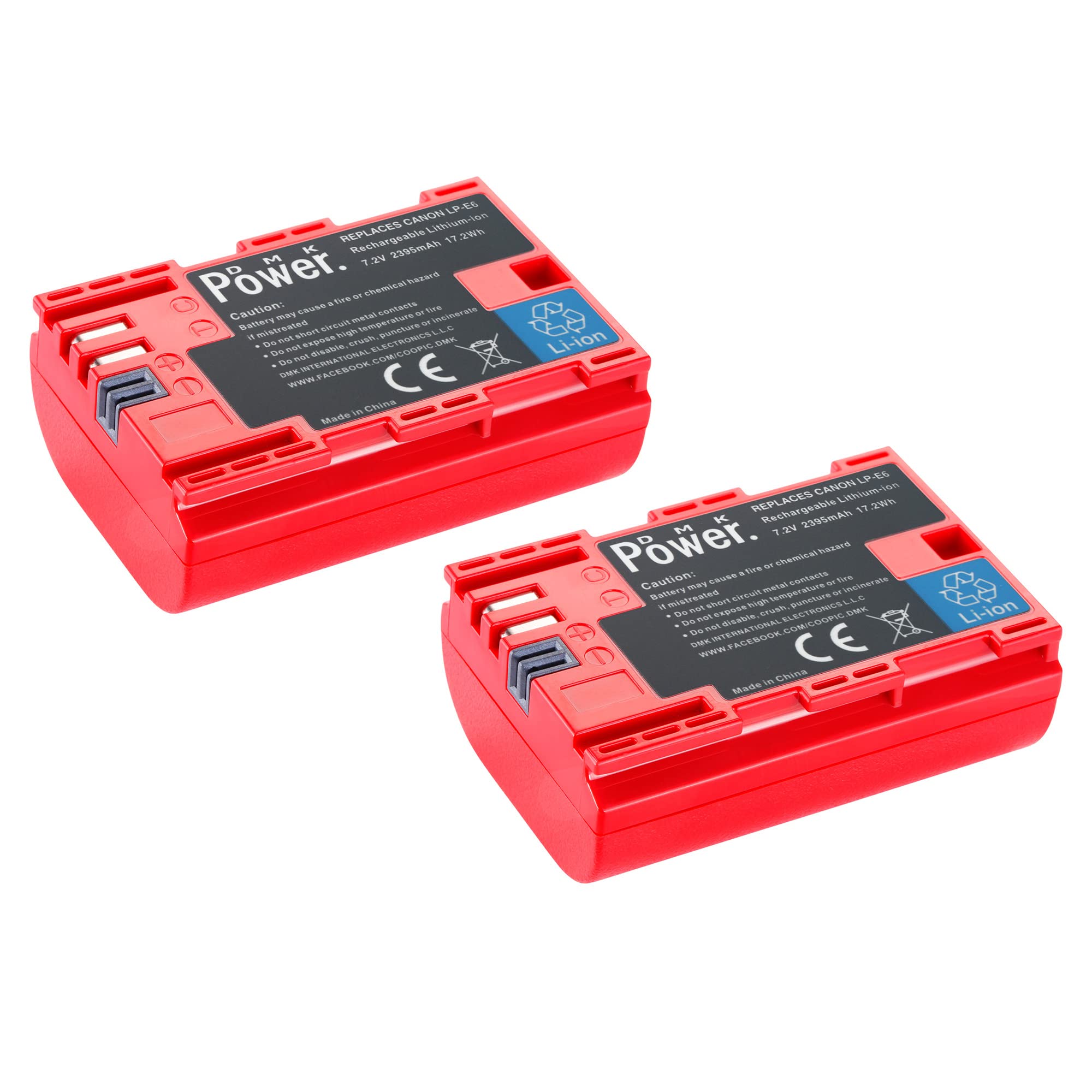 LP-E6 LP-E6N Camera Battery 2-PACK Compatible with Canon EOS 5D Mark II Mark III Mark IV 5DS 5DS R 6D 60D 60Da 6D Mark II 7D 7D Mark II 70D 80D R XC10 XC15… (2395mAh)