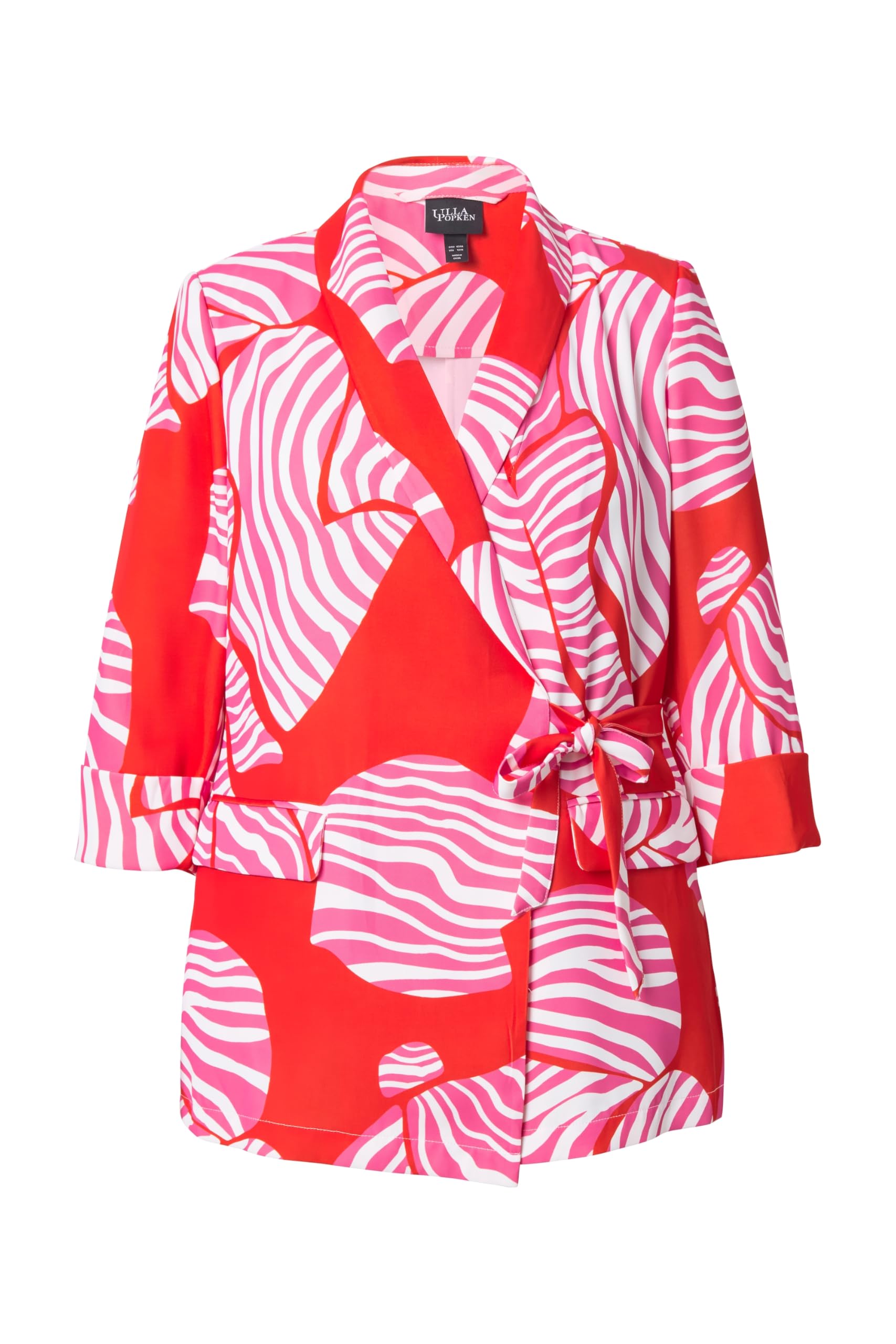 Ulla Popken Damen große Größen Übergrößen Plus Size Jerseyblazer, Schleifen, Schalkragen, 3/4-Arm 847275