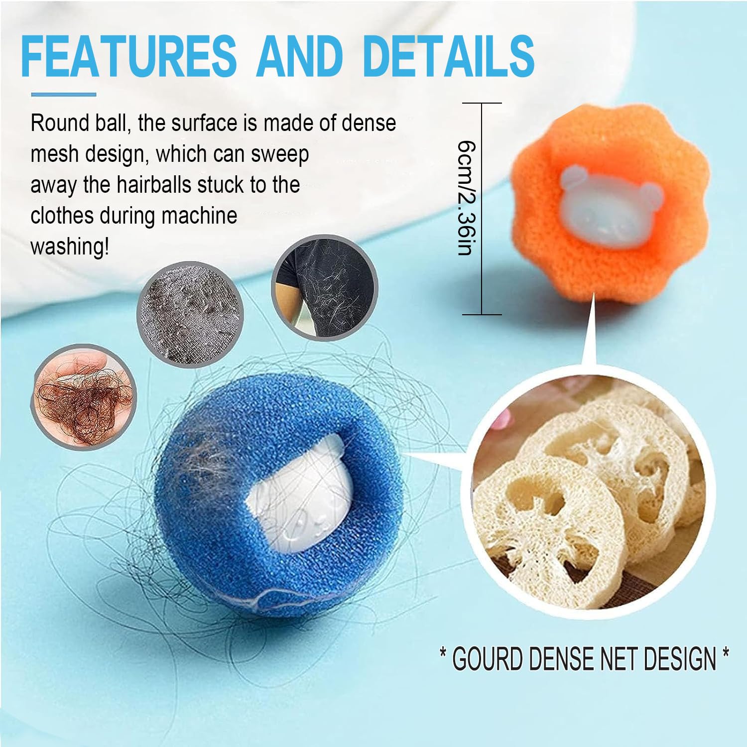 Boule Anti Poils Machine à Laver, Boule De Lavage Anti Poil