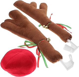 ERINGOGO 1 Conjunto De Chifres Decoração De Carro Cosplay Adereço De Rena Decoração De Natal Grande Nariz Vermelho Enfeites De Natal Enfeites De Balão De Chifre De Alce Decorações De Carro