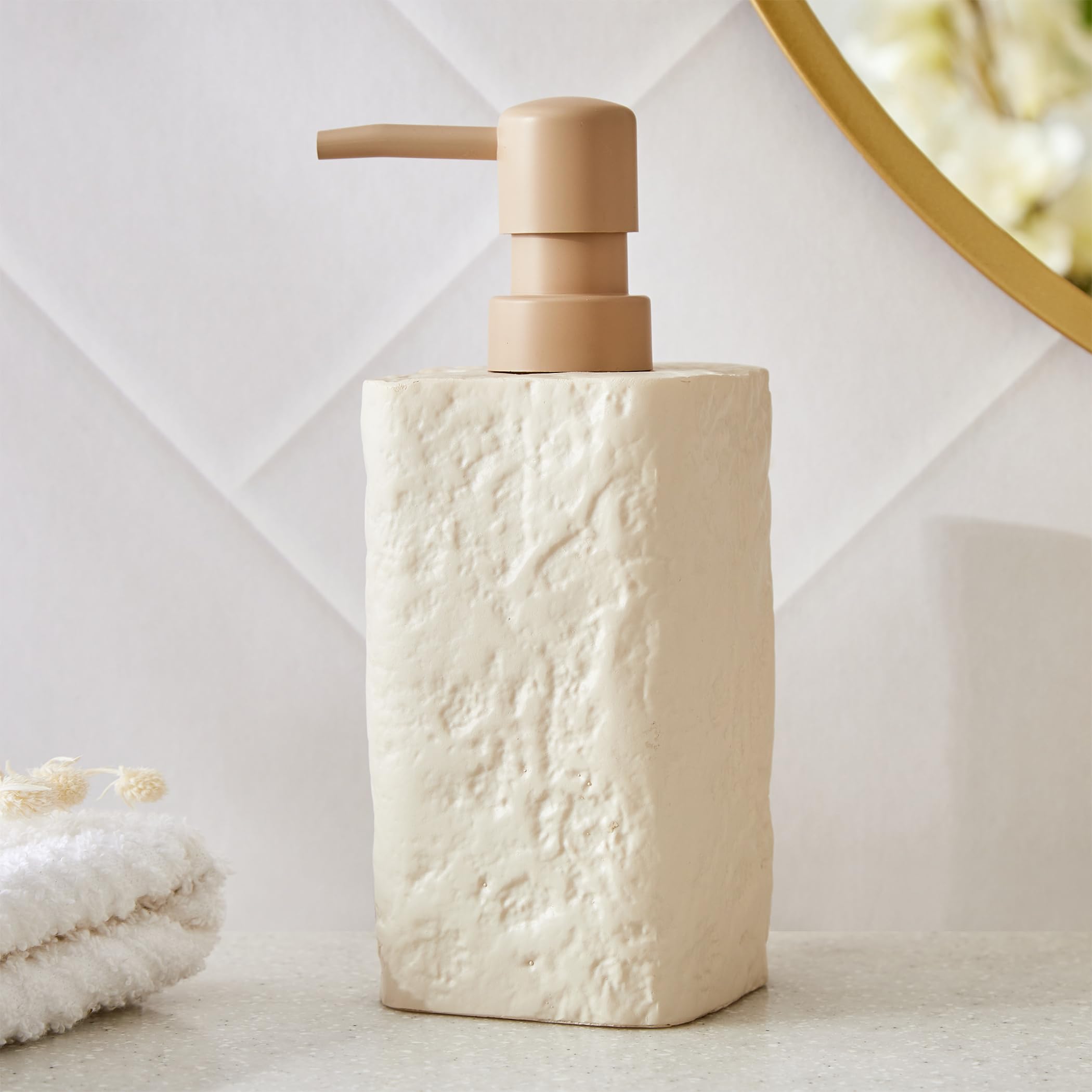 Home Centre Nova Natural Tranquil Rugged Polyresin Soap Dispenser - 380ml-image-0