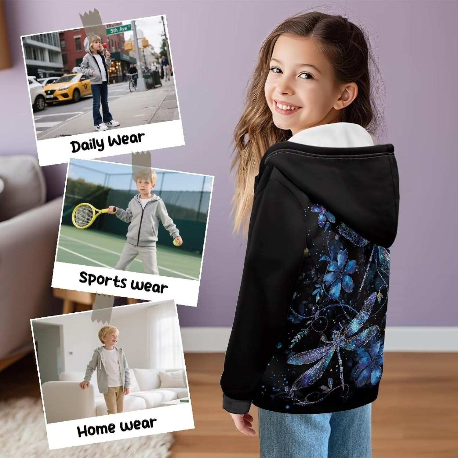 Bulopur Girls Sweatshirts Long Sleeve Warm Full Zip Soft Sweatshirt with Front Pockets Casual Jacket Fall Winter Outfits