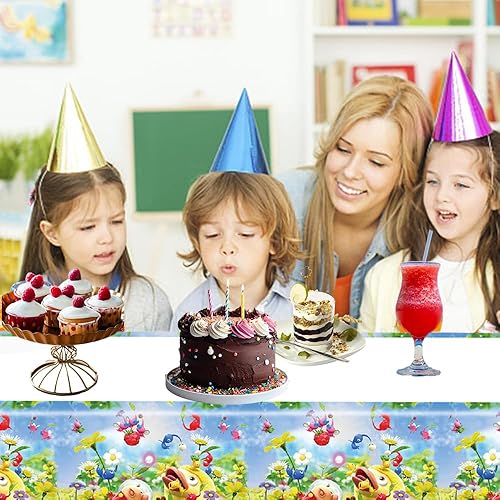 Miniatura 5 de Pikmin - Mantel desechable de 2 piezas, suministros y decoraciones para fiestas de cumpleaños, mesas rectangulares para baby shower, 70 x 42