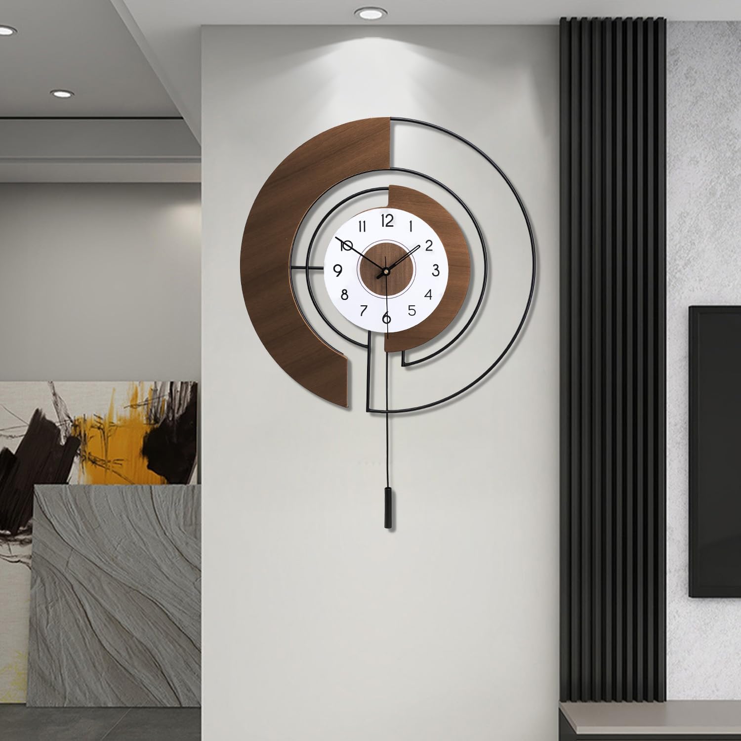 Large Wall Clocks for Living Room,Silent Non-Ticking Quartz Battery Operated,Modern Decorative Wall Clock for Kitchen Bathroom Bedroom Home Wall Decor,20x27inch Black