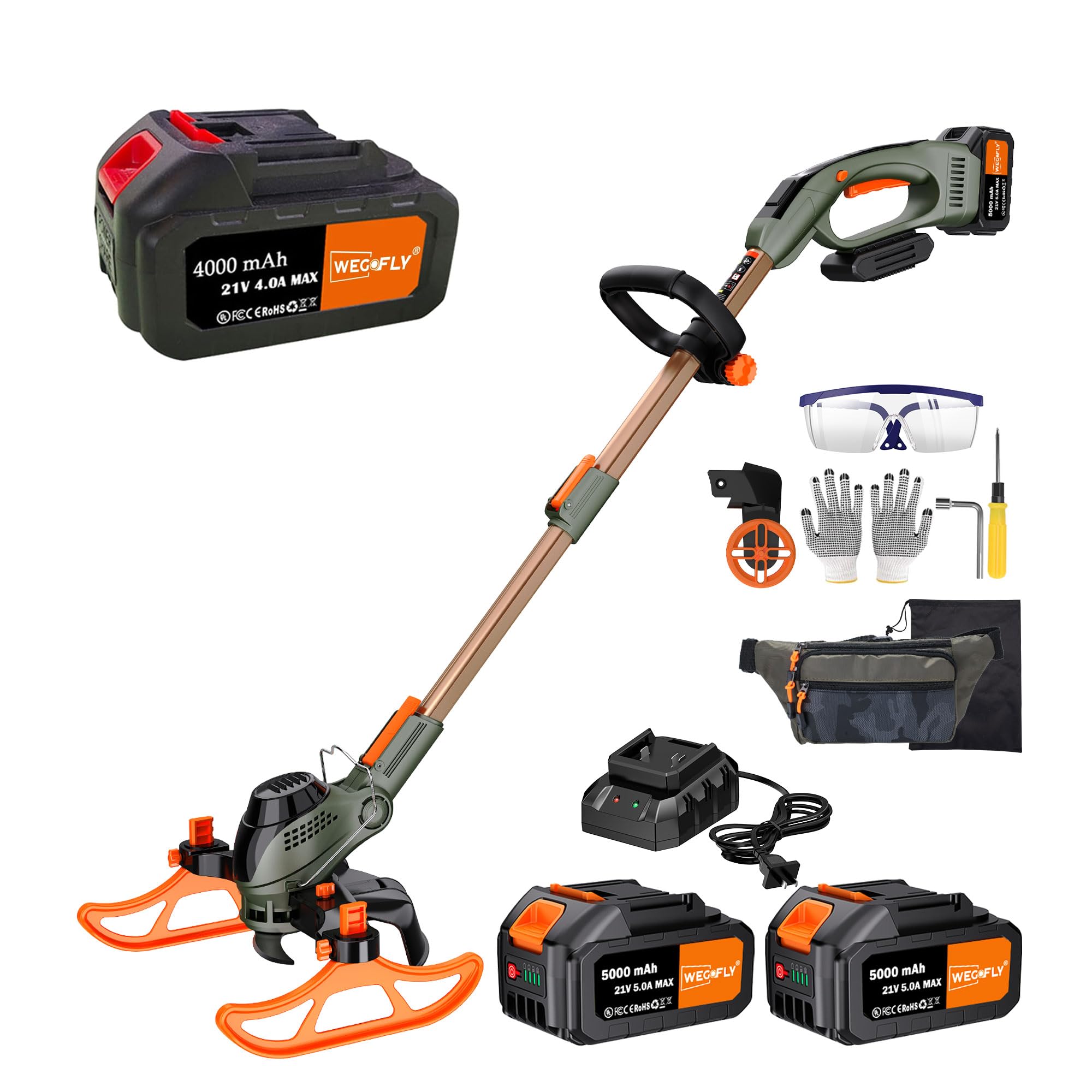 Snapklik.com : WeGofly 4.5-Inch String Trimmer Cordless,(2 X 21V 5.0Ah ...