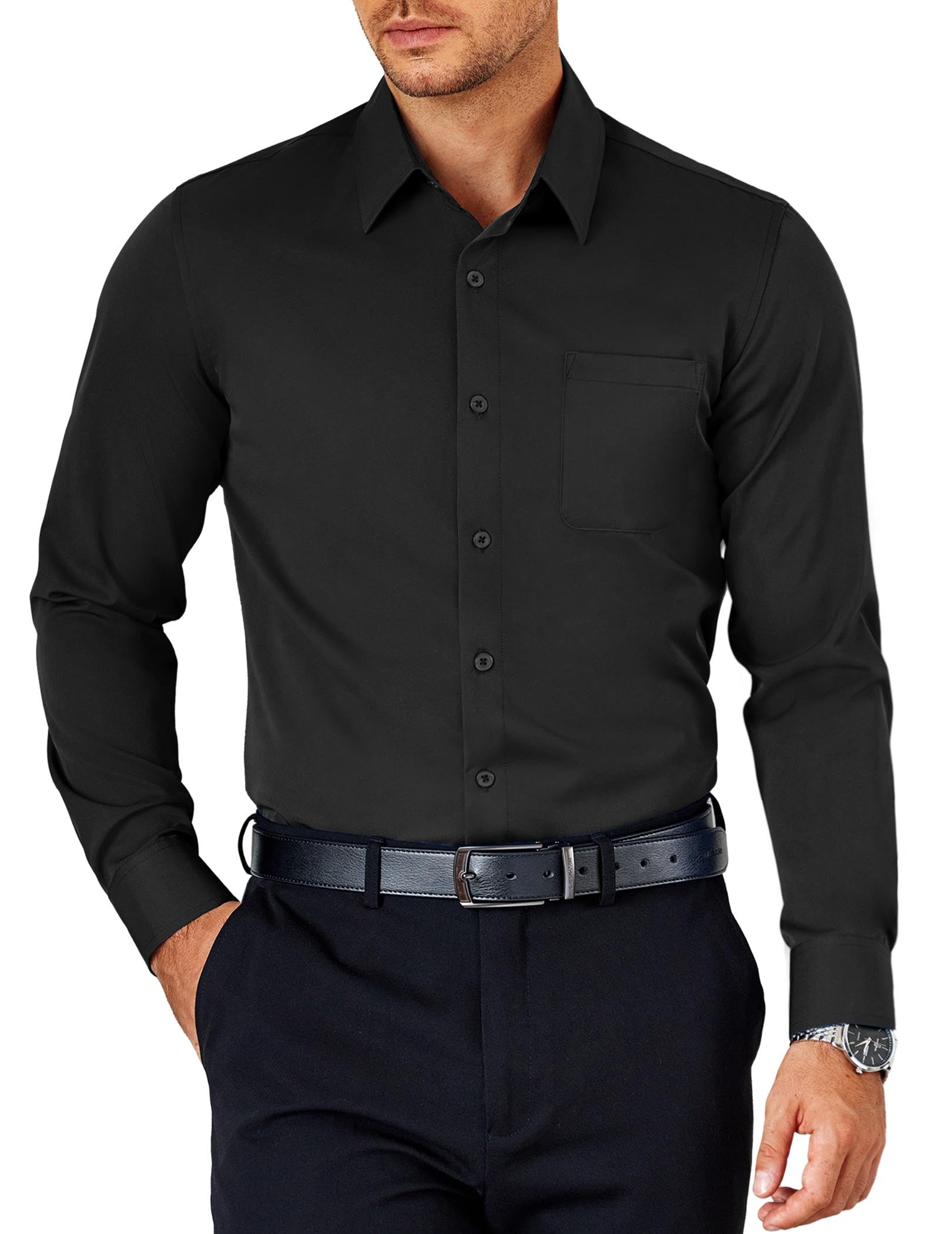 COOFANDY Mens Dress Shirt Long Sleeve Button Down Shirts Business Casual Wrinkle Free Shirts with Pocket