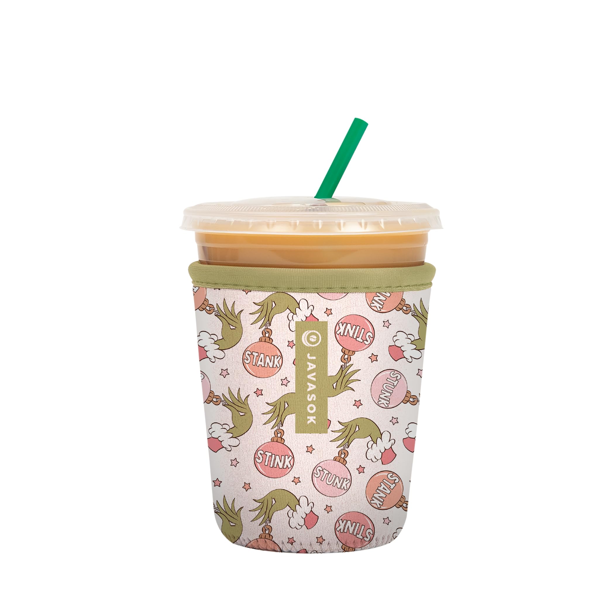 Sok It JavaSok Iced Coffee &amp; Cold Soda Insulated Neoprene Cup Sleeve (Jingle Smells, Small: 16-20oz)