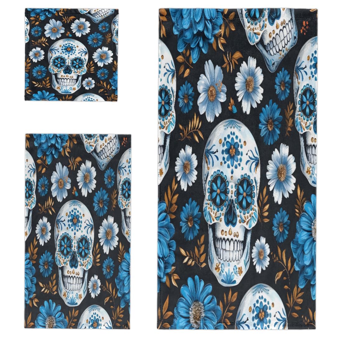 Amazon.com: Gumuslen Bathroom Towel Set of 3, Flower Skull