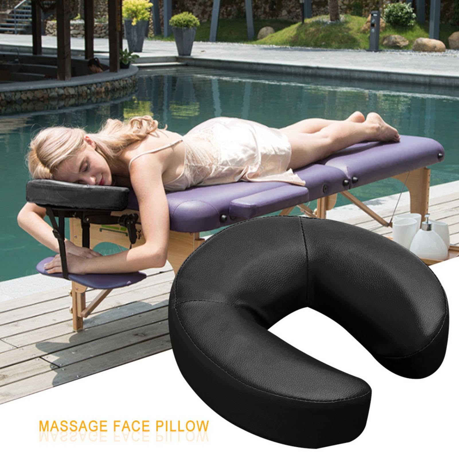 Gesichtskissen Kissen für Wiege, Massage Gesichtswiege, Kopfstütze Gesichtsstütze für Massageliege, Kissen Kopfstütze Gesichtsauflage Hals Kopfkissen für Massagesessel Spa Bett (Schwarz)