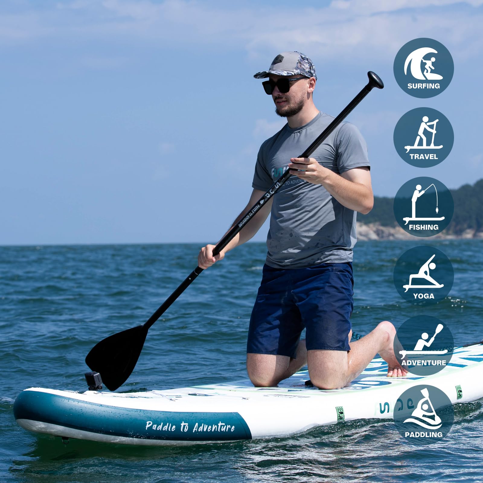 FunWater Tabla de Surf Hinchable de pie para Tabla de Surf Sup, Accesorios de Remo Ajustable, Bomba, Mochila de Viaje ISUP, Correa, Bolsa Impermeable, Tabla de Paddle para Adultos