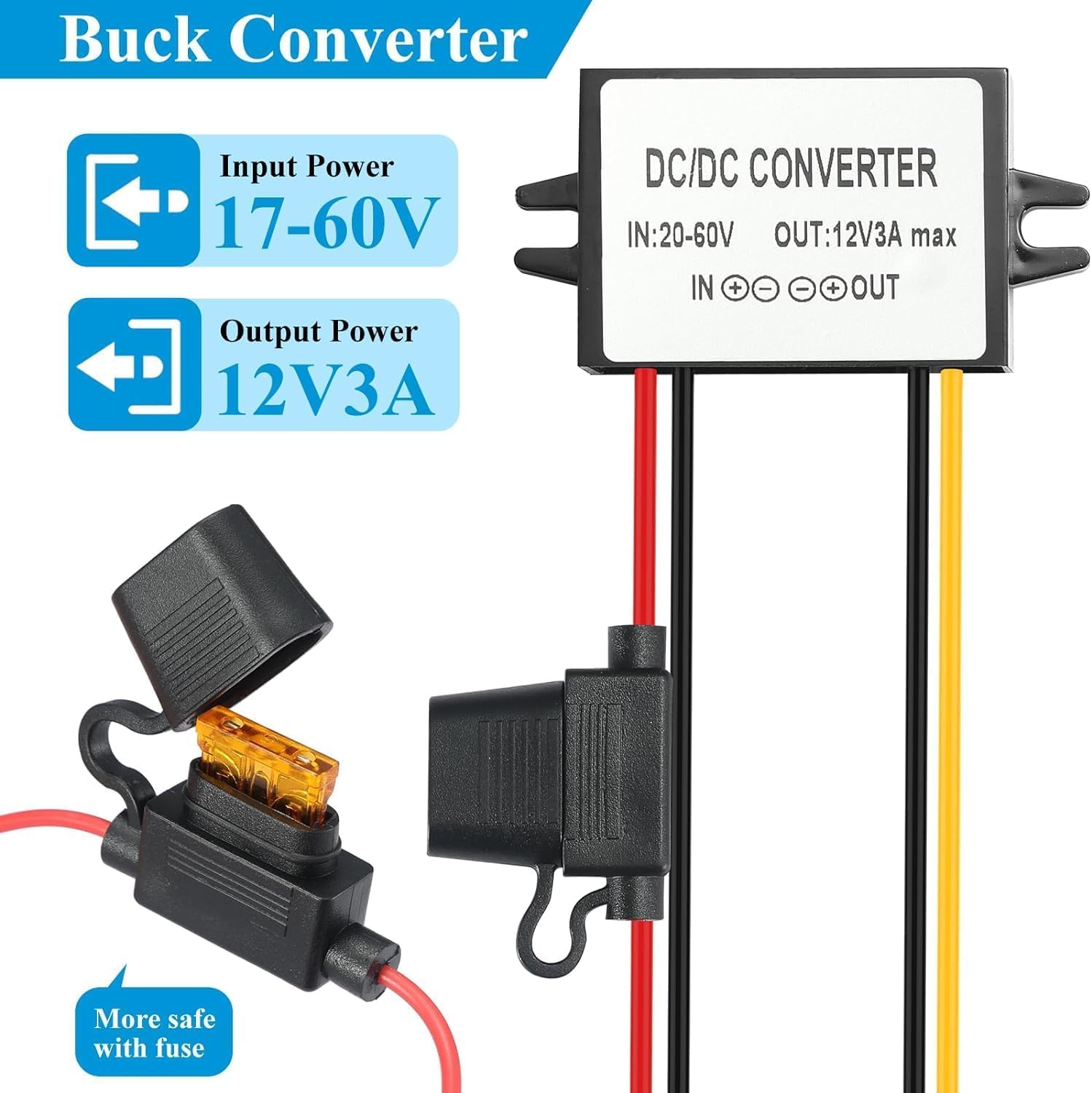 Alimentation LED étanche YABOANG Convertisseur DC/DC 20-60V Vers 12V 5A 60W - Transformateur Pour LED, Camions, Instruments Stabilizzatore Di Tensione
