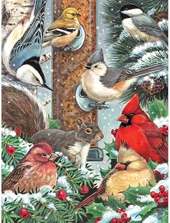 Bits and Pieces - 1000 Piece Jigsaw Puzzle for Adults 20" x 27" - Winter Bird Friends Jigsaw Puzzle - Snowy Outdoor Nature Jigsaw by Artist Linda Howard Bittner