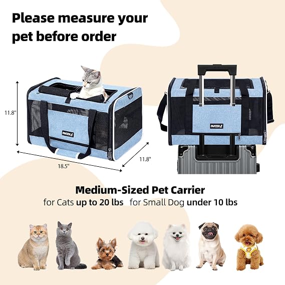 Cat Carrier Soft-Sided Travel Bag for Medium to Large Cat Over 15lbs