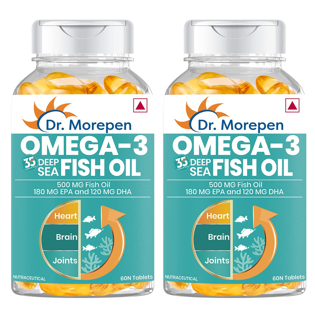 DR. MOREPEN Omega 3 Fish Oil 500mg 300mg EPA & DHA | High Potency Fish Oil 60 Softgels (Pack of 2) (B09K4CQ6YV) Amazon Price History, Amazon Price Tracker