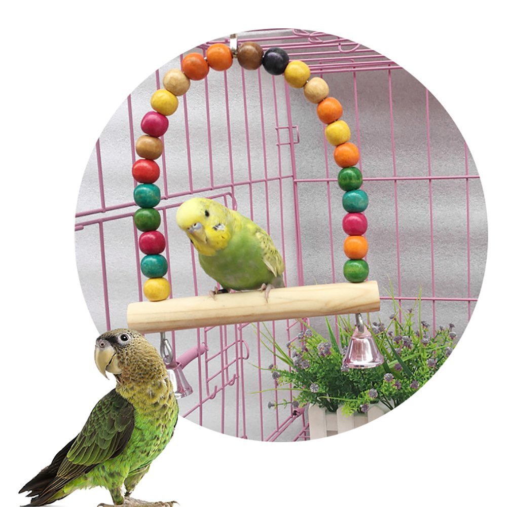 PETS EMPIRE Wooden Colorful Beads Bell Bird Swing Toys (B078W642R8) Amazon Price History, Amazon Price Tracker