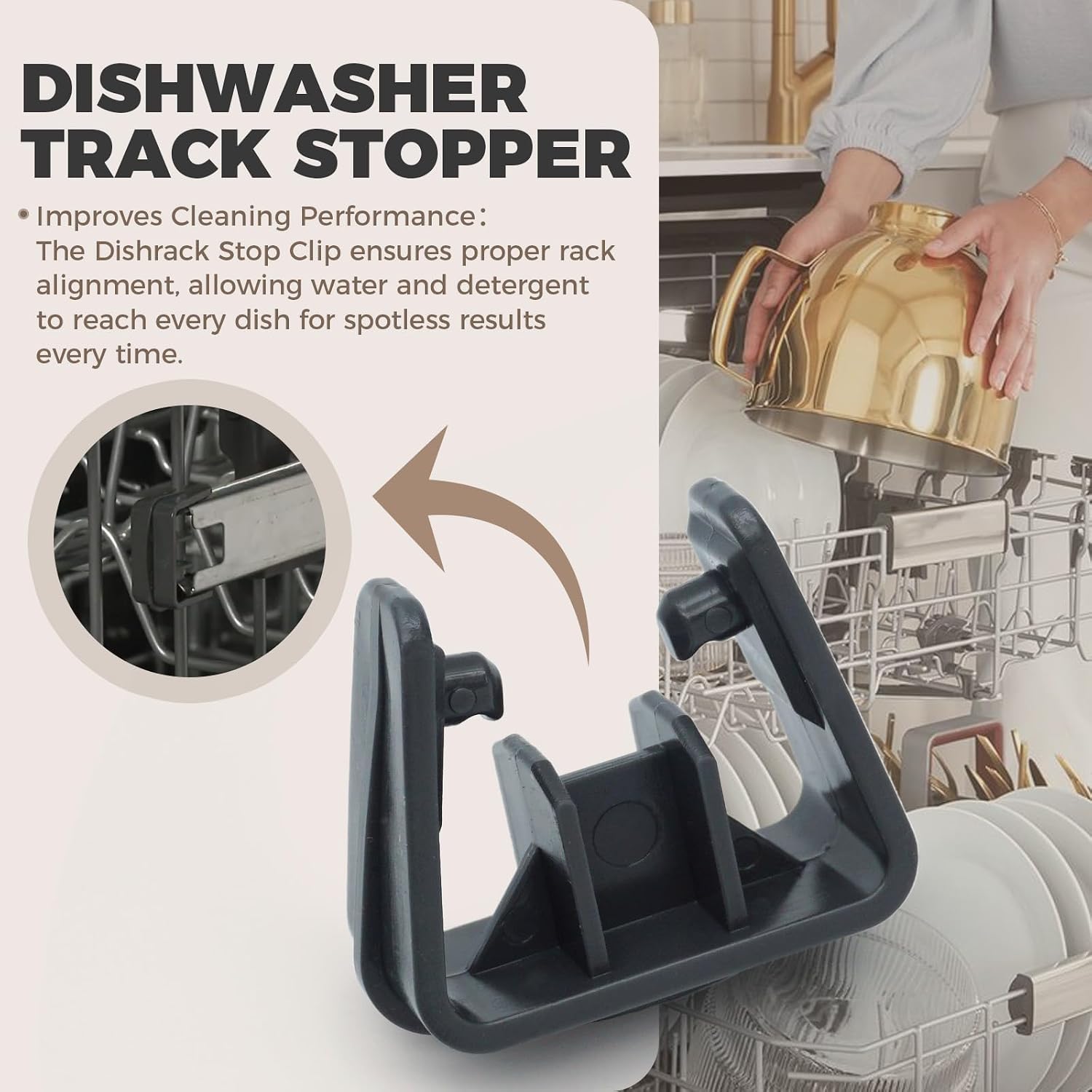 W11545307 Dishrack Stop Clip for Whirlpool Maytag Admiral Kenmore KitchenAid Dishwasher Replaces W11084874, Dishwasher Track Stopper