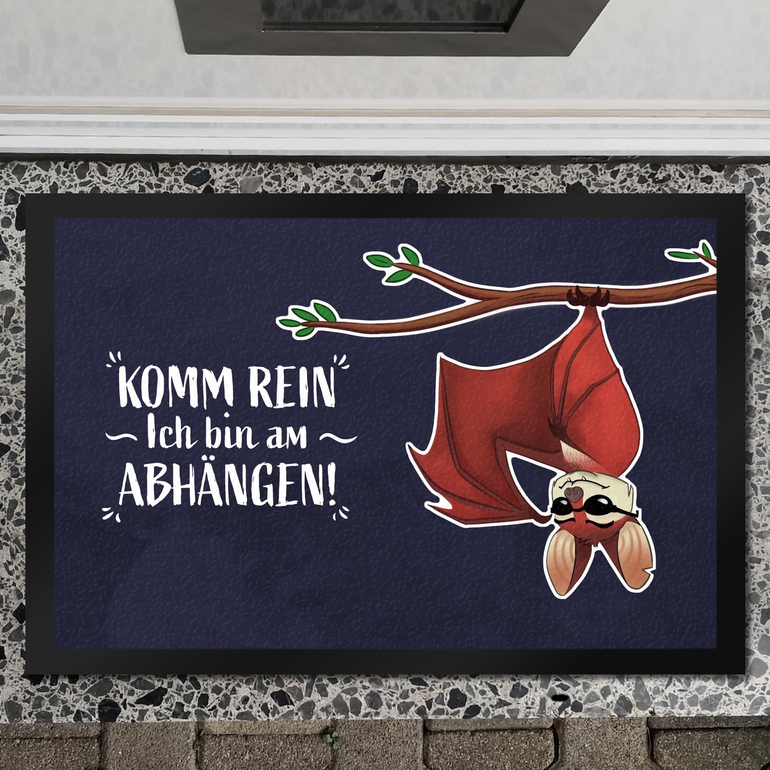 trendaffe - Komm rein ich Bin am abhängen Fußmatte mit lustiger Fledermaus