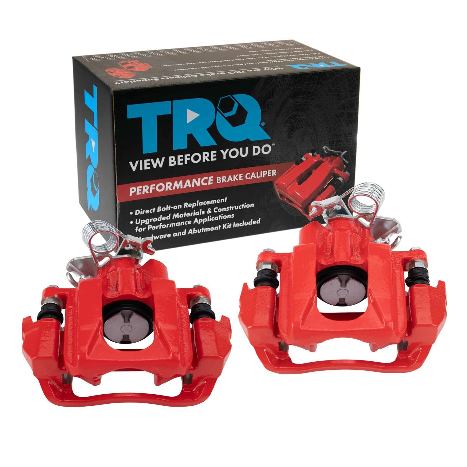 TRQ Performance Rear Driver and Passenger Side Brake Caliper Set Caliper Brackets Compatible with Ford Explorer Taurus Lincoln MKT
