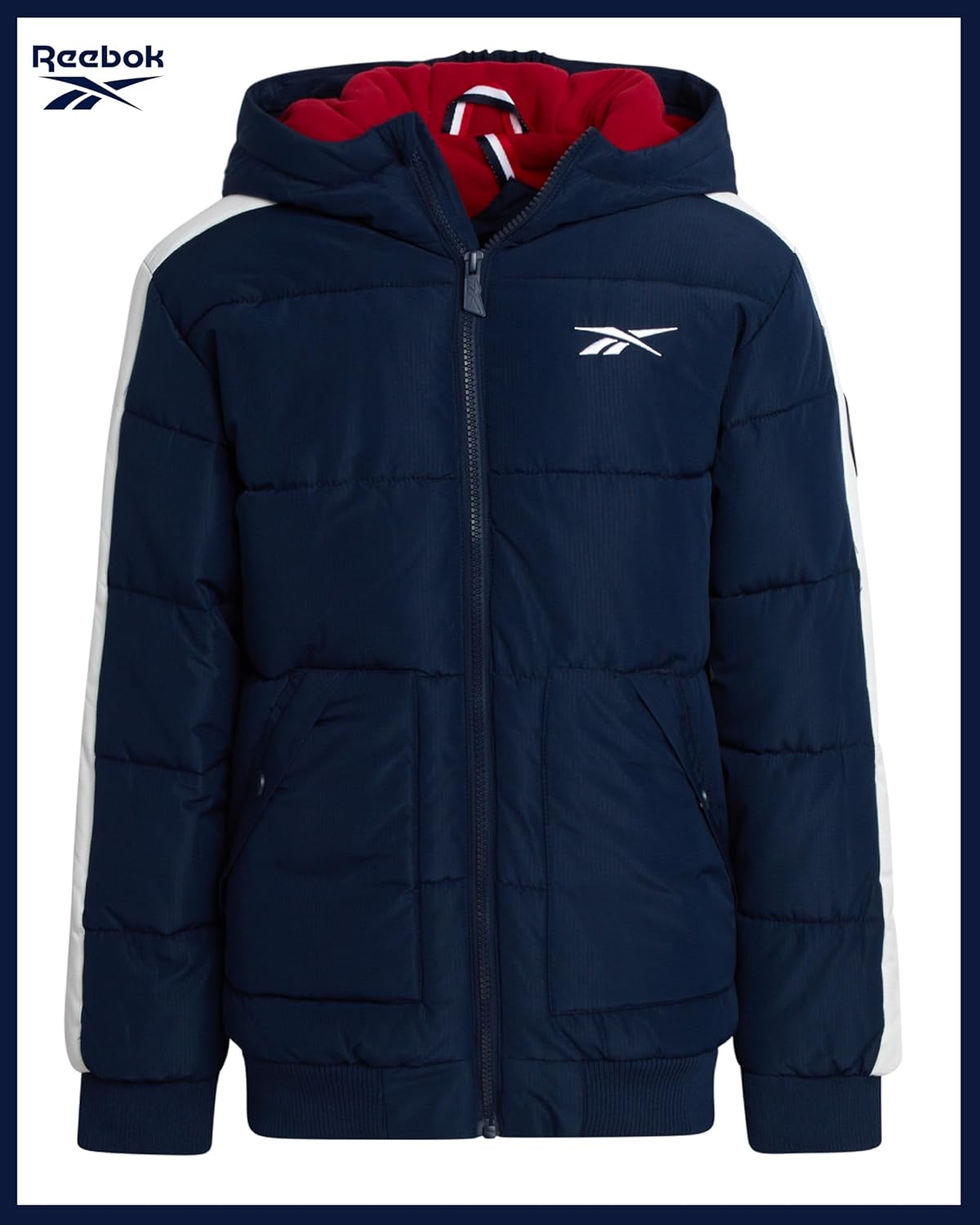 Reebok Boys Puffer Jacket - Heavyweight Insulated Zip Up Quilted Puffer Bomber Jacket - Weather Resistant Boys Winter Coat - Image 6