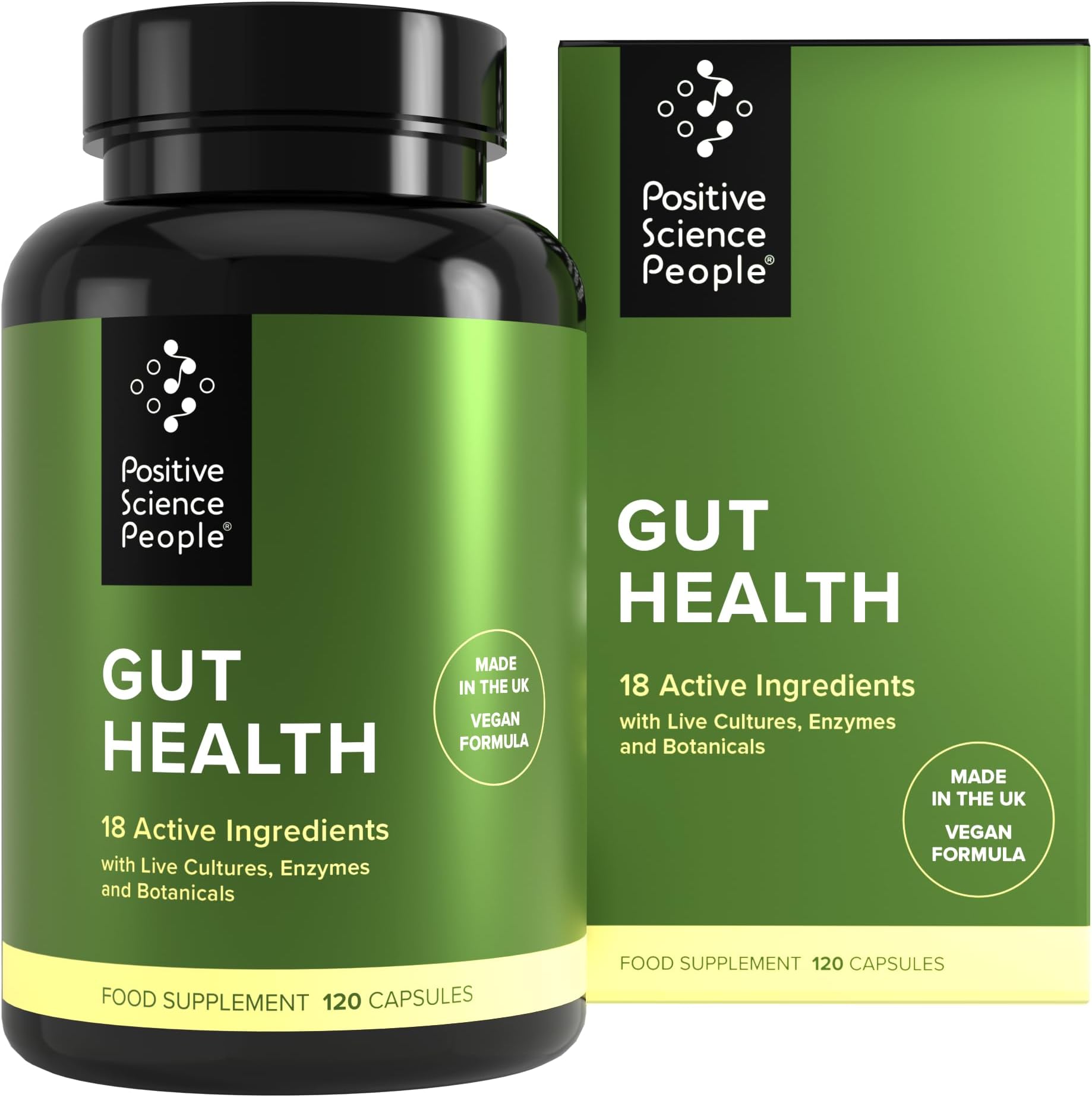 Gut Health Capsules with Probiotics, Prebiotics, Digestive Enzymes, Lactobacillus & Soothing Herbs - Vegan Gut Cleanse, Repair & Detox Supplement for Digestion - 120 Capsules, 30 Day Supply