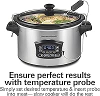Vista 3 de Hamilton Beach Portable 6 Quart Set & Forget Digital Programmable Slow Cooker with Lid Lock, Temperature Probe & Defrost Setting, Dishwasher Safe