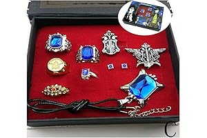 Black Butler Ciel Phantomhive Jewelry Set with Necklace Earring Studs Cosplay Accessories