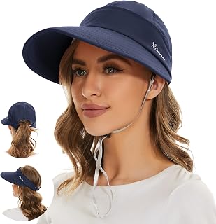 Sun Hats for Women UV Protection Wide Brim 2 in 1 Zip-Off Visor Summer Beach Womens Packable Golf Hat