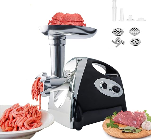 BenRich Electric Meat Mincer Grinder and Sausage Maker, 2800 Watt Powerful Copper Motor Meat Mincer Machine - Black