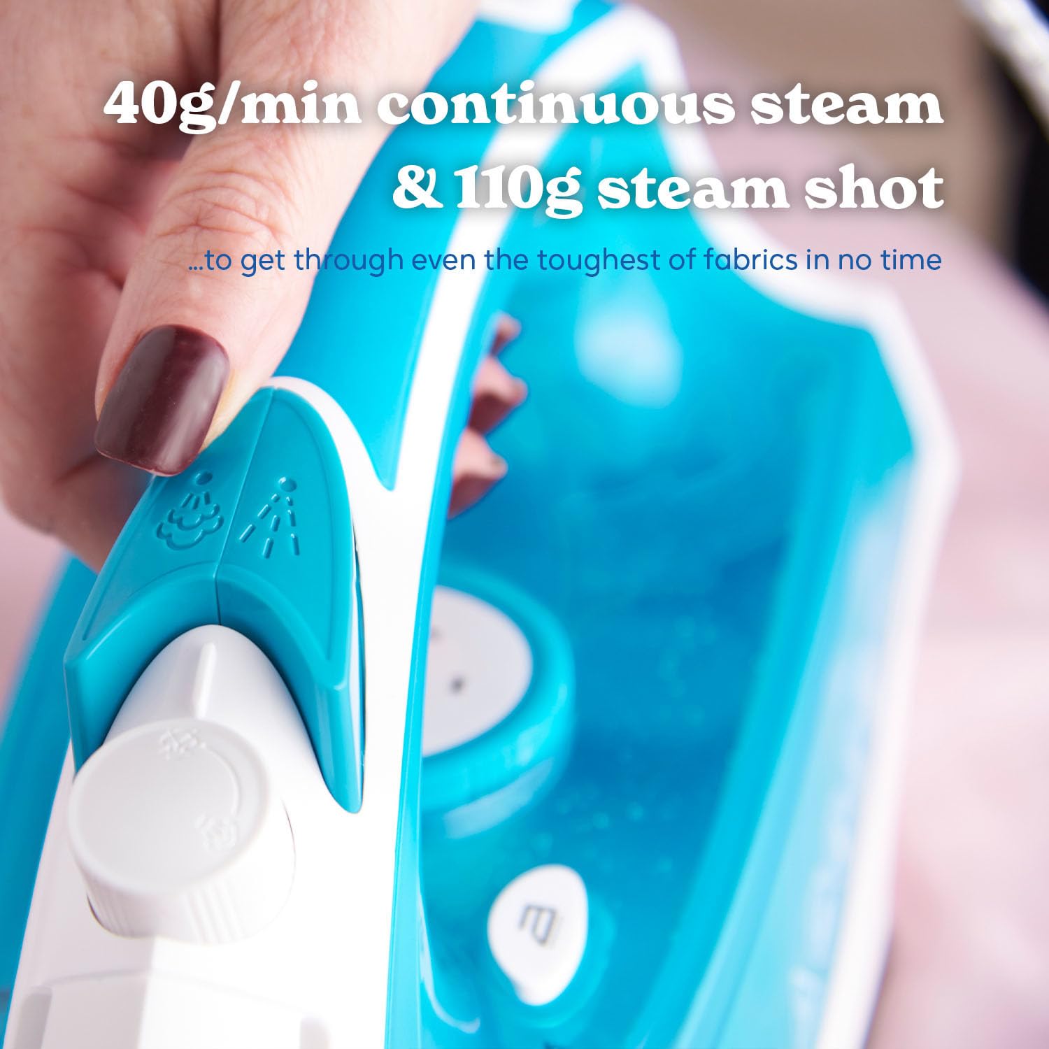 Russell Hobbs Supreme Steam Iron, Powerful vertical steam function, Non-stick stainless steel soleplate, Easy fill 300ml Water Tank, 110g Steam Shot, 40g Continuous steam, 2m Cord, 2400W, 23061 — view 4