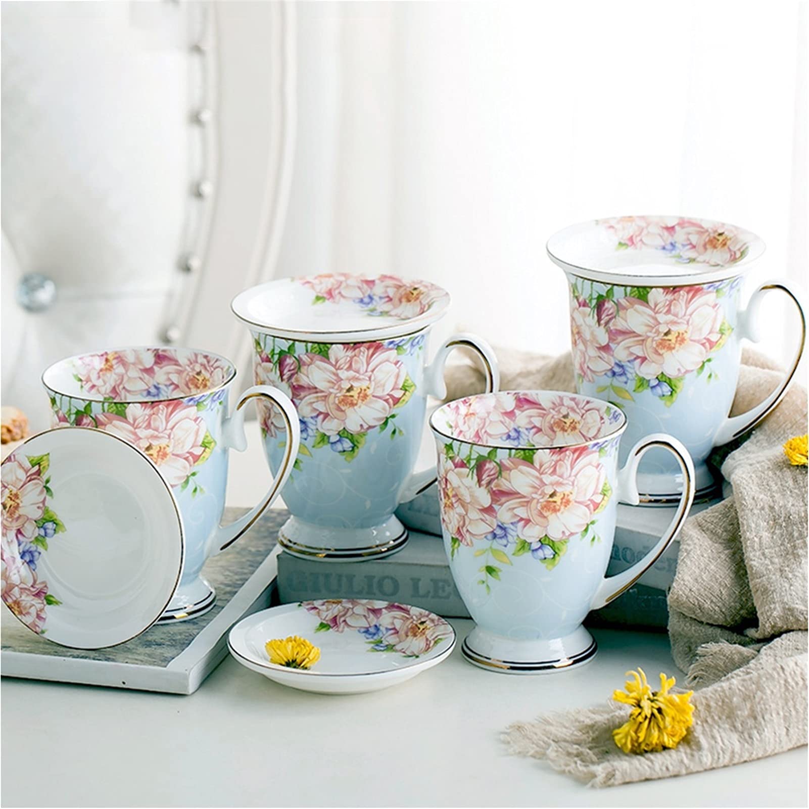 Zestawy filiżanek i spodków Europejski styl ceramiczny szkło wodne moda domowy salon filiżanka wakacje prezent Zestaw kubków (Color : B)